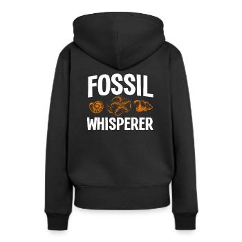 Fossiler Flüsterer - Frauen Premium Bio Hoodie - Schwarz - Hinten - Julia (174cm)