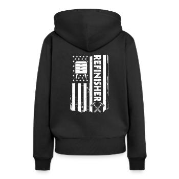 USA Refinisher - Retournement de meubles - Sweat à capuche Premium bio Femme - noir - Dos - Julia (174cm)
