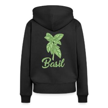 Basilic - Sweat à capuche Premium bio Femme - noir - Dos - Julia (174cm)