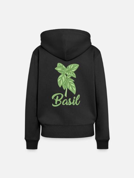 Basilikum - Frauen Premium Bio Hoodie - Schwarz