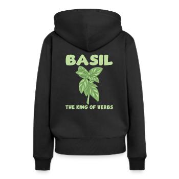 Basilikum König Der Kräuter - Frauen Premium Bio Hoodie - Schwarz - Hinten - Julia (174cm)