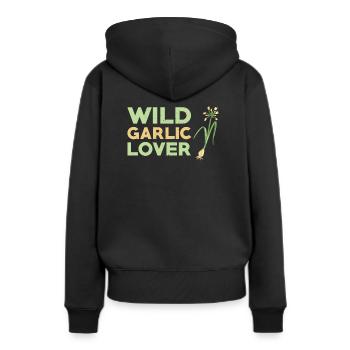 Amateurs d’ail sauvage - Sweat à capuche Premium bio Femme - noir - Dos - Julia (174cm)