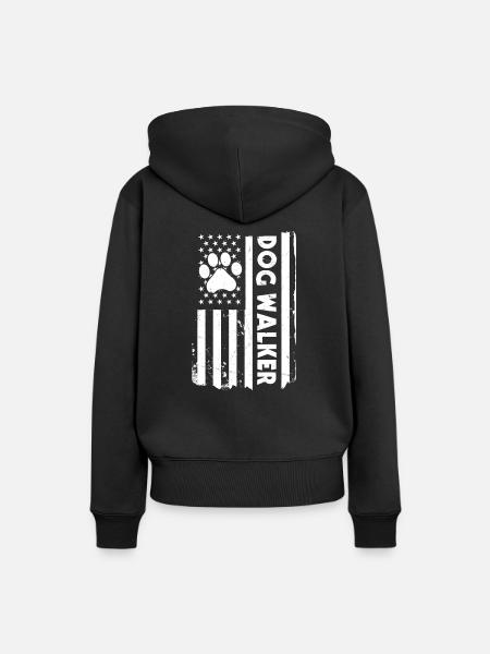 Usa Flagge Hundeausführer - Frauen Premium Bio Hoodie - Schwarz