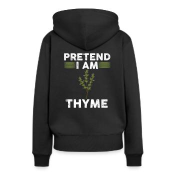 Faites semblant d’être thym - Sweat à capuche Premium bio Femme - noir - Dos - Julia (174cm)