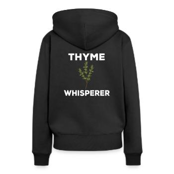 Chuchoteur de thym - Sweat à capuche Premium bio Femme - noir - Dos - Julia (174cm)