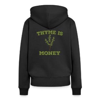 Le thym, c’est de l’argent - Sweat à capuche Premium bio Femme - noir - Dos - Julia (174cm)