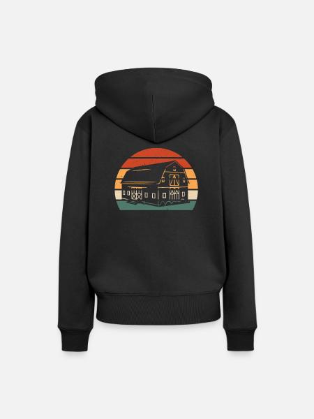 Retro Scheune - Frauen Premium Bio Hoodie - Schwarz