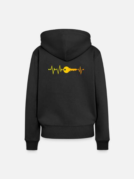 Schlüssel Herzschlag - Frauen Premium Bio Hoodie - Schwarz