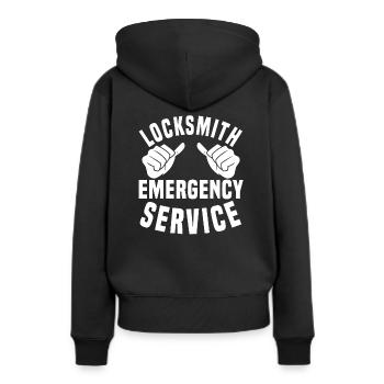Schlosser Notdienst Schlüsseldienst - Frauen Premium Bio Hoodie - Schwarz - Hinten - Julia (174cm)