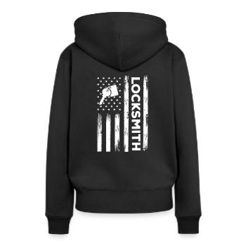 Amerikanischer Schlosser - Frauen Premium Bio Hoodie - Schwarz - Hinten - Julia (174cm)