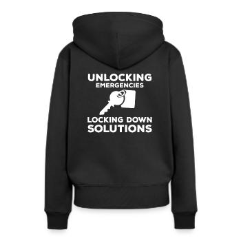 Schlosser Notfalldienst Design - Frauen Premium Bio Hoodie - Schwarz - Hinten - Julia (174cm)