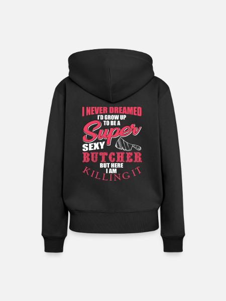 Metzger - Frauen Premium Bio Hoodie - Schwarz