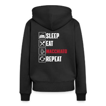 Drôle d’amateur de macchiato - Sweat à capuche Premium bio Femme - noir - Dos - Julia (174cm)
