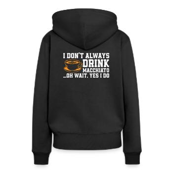 Café Macchiato Dicton - Sweat à capuche Premium bio Femme - noir - Dos - Julia (174cm)