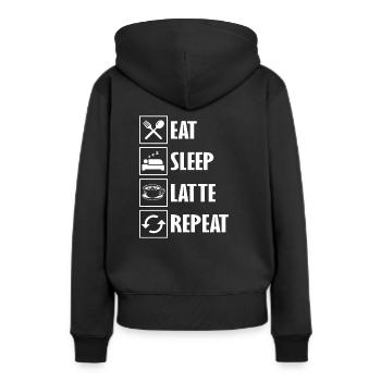 Latte au café - Sweat à capuche Premium bio Femme - noir - Dos - Julia (174cm)