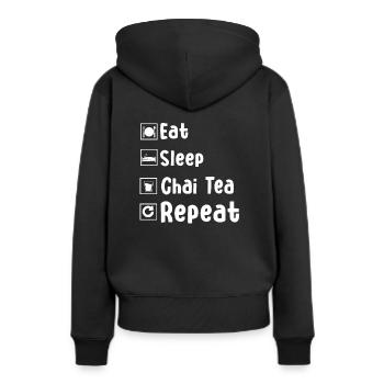 Chai Tee - Frauen Premium Bio Hoodie - Schwarz - Hinten - Julia (174cm)