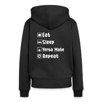 Drôle Yerba Mate Tenue Yerba Mate Thé - Sweat à capuche Premium bio Femme - noir - Dos - Julia (174cm)