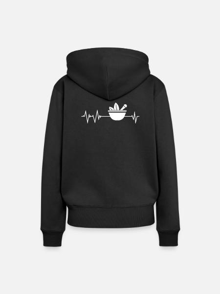 Kräutermörser Herzschlag - Frauen Premium Bio Hoodie - Schwarz