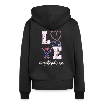 Tenue pour infirmière autorisée - Sweat à capuche Premium bio Femme - noir - Dos - Julia (174cm)