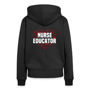 Infirmière instructrice - Sweat à capuche Premium bio Femme - noir - Dos - Julia (174cm)