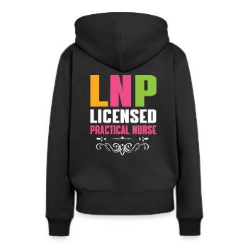 Infirmière auxiliaire autorisée - Sweat à capuche Premium bio Femme - noir - Dos - Julia (174cm)