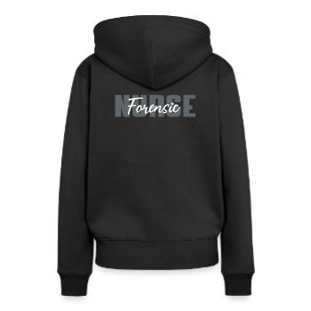 Forensische Pflege - Frauen Premium Bio Hoodie - Schwarz - Hinten - Julia (174cm)