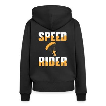 Speed Rider - Frauen Premium Bio Hoodie - Schwarz - Hinten - Julia (174cm)