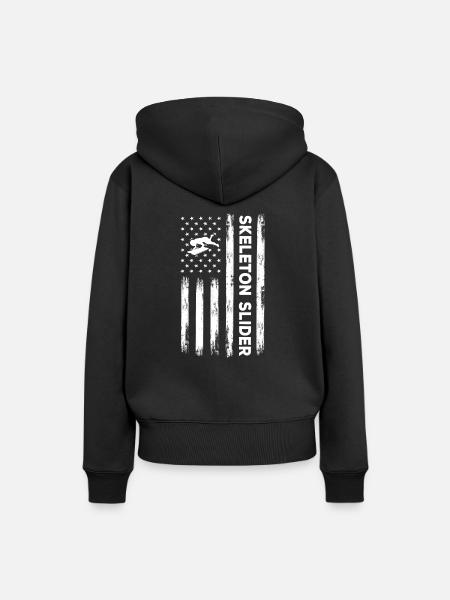 USA Fahne Skeleton Amerika - Frauen Premium Bio Hoodie - Schwarz