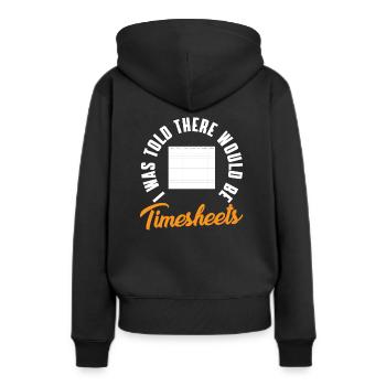 Lustiger HR Mitarbeiter Spruch - Frauen Premium Bio Hoodie - Schwarz - Hinten - Julia (174cm)