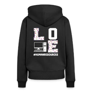 Liebe Human Resources Valentinstag - Frauen Premium Bio Hoodie - Schwarz - Hinten - Julia (174cm)