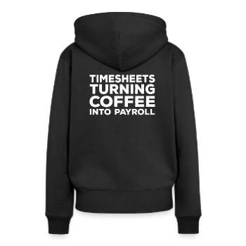 Personalwesen Kaffee Und Stundenzettel - Frauen Premium Bio Hoodie - Schwarz - Hinten - Julia (174cm)