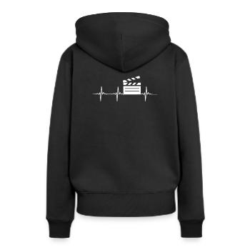 Regisseur Filmklappe Herzschlag - Frauen Premium Bio Hoodie - Schwarz - Hinten - Julia (174cm)