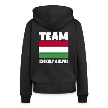Tête de cochonÉquipe Szekely Gulyas - Sweat à capuche Premium bio Femme - noir - Dos - Julia (174cm)