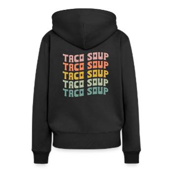 Taco Suppe - Frauen Premium Bio Hoodie - Schwarz - Hinten - Julia (174cm)