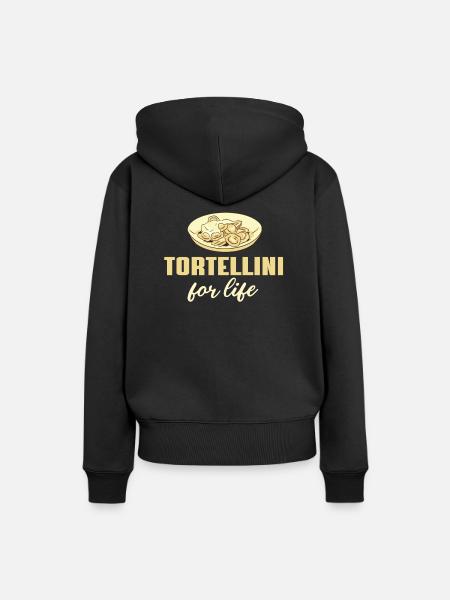 Tortellini per la vita - Felpa con cappuccio ecologica premium da donna - nero