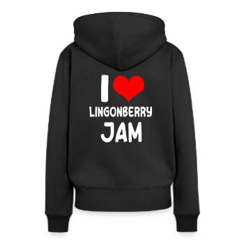 J’adore la confiture de canneberges - Sweat à capuche Premium bio Femme - noir - Dos - Julia (174cm)