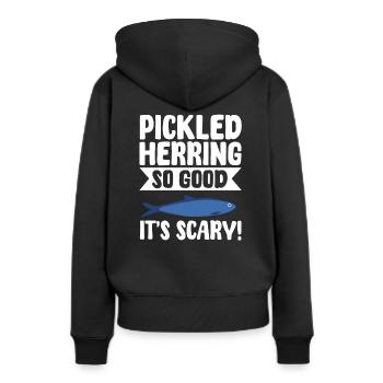 eFunny Hareng mariné idée cadeau - Sweat à capuche Premium bio Femme - noir - Dos - Julia (174cm)