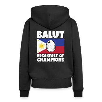 Balut-ei, Philippinische Delikatesse, Entenei, - Frauen Premium Bio Hoodie - Schwarz - Hinten - Julia (174cm)