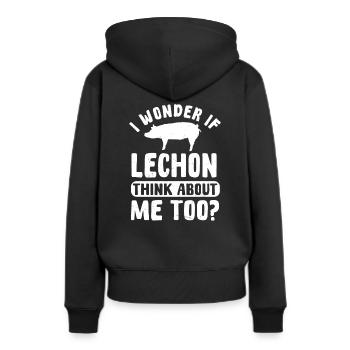 Poitrine de porc philippine - Sweat à capuche Premium bio Femme - noir - Dos - Julia (174cm)