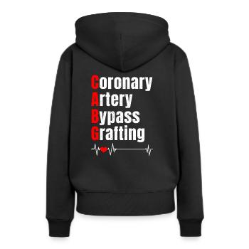 Bypass-Operation - Frauen Premium Bio Hoodie - Schwarz - Hinten - Julia (174cm)