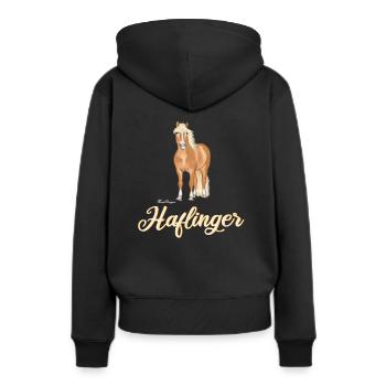 belle Haflinger avec une écriture lumineuse - Sweat à capuche Premium bio Femme - noir - Dos - Julia (174cm)