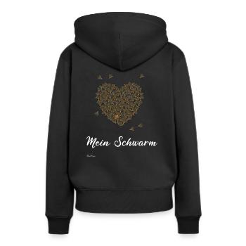 Mein Schwarm und ich helle Schrift - Frauen Premium Bio Hoodie - Schwarz - Hinten - Julia (174cm)