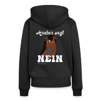 Araber sagt Nein, lustiges Pferde Reiter Spruch - Frauen Premium Bio Hoodie - Schwarz - Hinten - Julia (174cm)