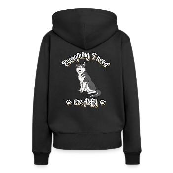 Everything I need are fluffy süßes Hunde Grey - Frauen Premium Bio Hoodie - Schwarz - Hinten - Julia (174cm)
