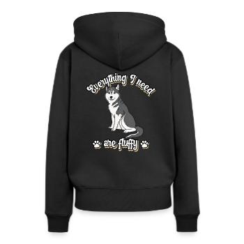 Everything I need are fluffy süßes Hunde Grey - Frauen Premium Bio Hoodie - Schwarz - Hinten - Julia (174cm)