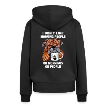 Don´t like Morning people. niedliche Bulldogge - Frauen Premium Bio Hoodie - Schwarz - Hinten - Julia (174cm)