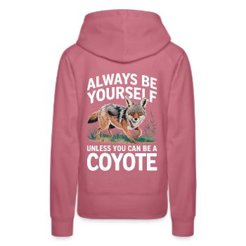 Kojote Tier Lustig - Frauen Premium Bio Hoodie - Malve - Hinten - Isabella (175cm)