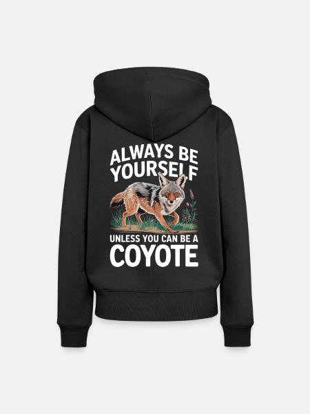 Kojote Tier Lustig - Frauen Premium Bio Hoodie - Schwarz