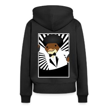 Pingu Rudi der Kellner - Frauen Premium Bio Hoodie - Schwarz - Hinten - Julia (174cm)