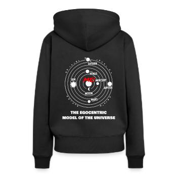 Modèle égocentrique de l'univers - Worldview Physics - Sweat à capuche Premium bio Femme - noir - Dos - Julia (174cm)